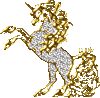 Красивый серебряно-золотистый конь